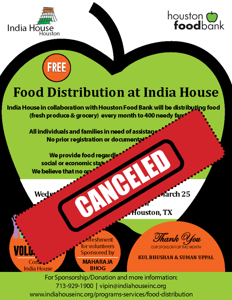 Food Distribution (Free) India House Houston